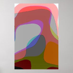 Abstract artikel 812 - rood en geel poster