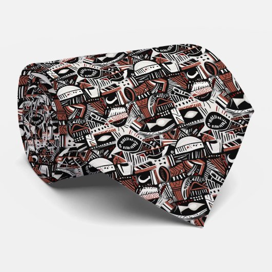 Abstract Artistic Boho Whimsical Geometric Pattern Stropdas (Opgerold)