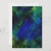 Abstract artistiek donkerblauw groen huwelijk kaart (Achterkant)
