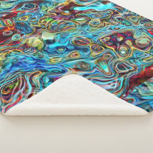 Abstract artistiek Retro Cool Waves Art Patroon Sherpa Deken