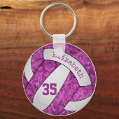 abstract artsy magenta roze volleybal sleutelhanger (Voorkant)