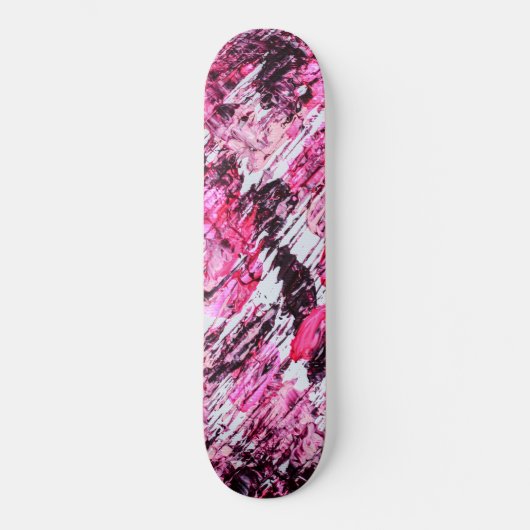 Abstract Artsy Pink Burgundy Red Acrylverf Skateboard (Voorkant)
