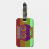 Abstract Bagagelabel van kippen met lederriem (Achterkant verticaal)