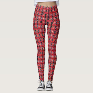 Abstract baksteenrood, zwart-wit patroon leggings
