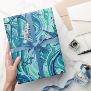 Abstract Bamboe Oceaan Smeltend Blauw Inpakpapier