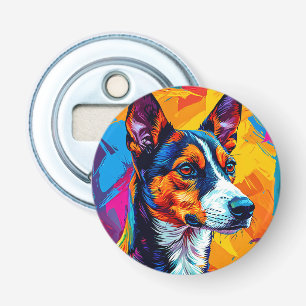 Abstract Basenji-hondenportret Button Flesopener