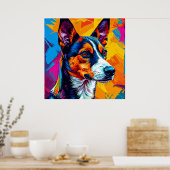 Abstract Basenji hondenportret Poster (Keuken)