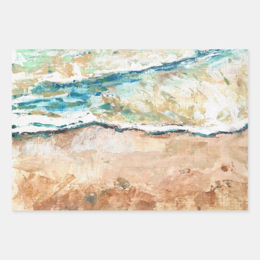 Abstract Beach Coastal Shoreline Artwork Inpakpapier Vel (Voorkant 3)