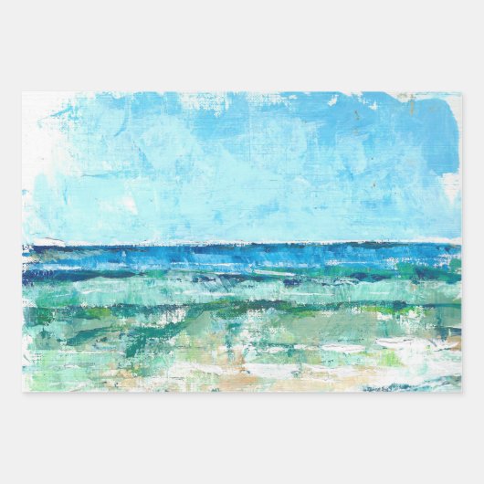 Abstract Beach Coastal Shoreline Artwork Inpakpapier Vel (Voorkant)