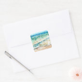 Abstract Beach Coastal Shoreline Artwork Vierkante Sticker (Envelop)