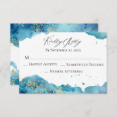 *~* Abstract Beach Glitter Wave Wedding RSVP Antwo (Voorkant / Achterkant)