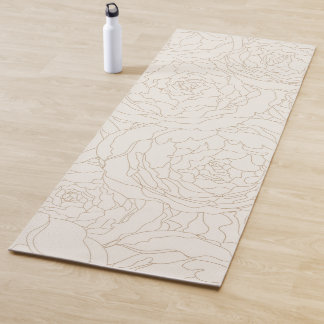 Abstract beige bruine rozen bloemmotief yogamat