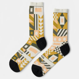 Abstract Beige Geometrische Bauhaus Sokken