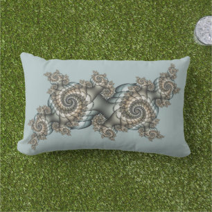 Abstract Beige Lichtblauwe Fractale Kunst Spiralen Buitenkussen