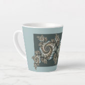Abstract Beige Lichtblauwe Fractale Kunst Spiralen Latte Mok (Linkerhoek)
