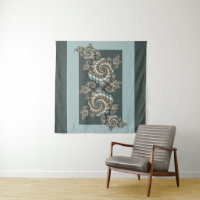 Abstract Beige Lichtblauwe Fractale Kunst Spiralen