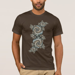 Abstract Beige Lichtblauwe Fractale Kunstspiralen T-shirt