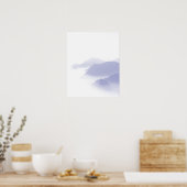 Abstract Berglandschap Kunst Periwinkle Wit Poster (Keuken)