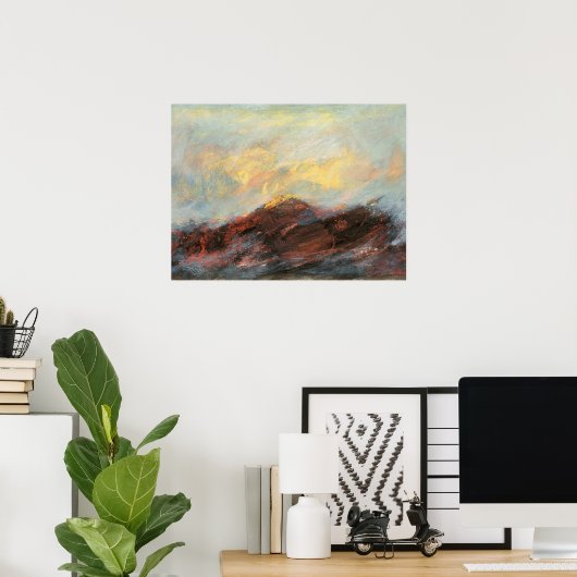 Abstract berglandschap kunstschilderij poster (Thuiskantoor)