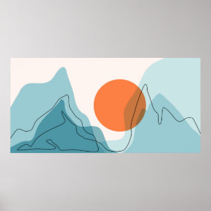 Abstract berglandschap, vlakke omgeving poster