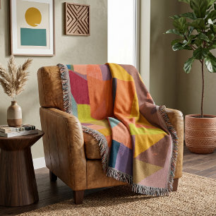Abstract Berglandschap Warm Geometrisch Vintage Deken