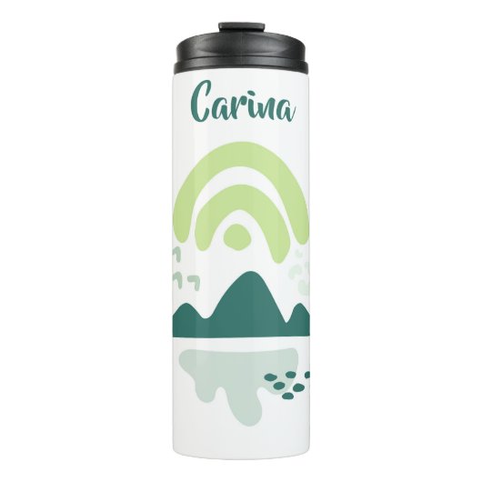 Abstract bergmeer Scene, gepersonaliseerd Thermosbeker (Voorkant)