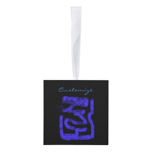 abstract besproeide blauwe Thunder_Cove Kubus Ornament (Rechts)