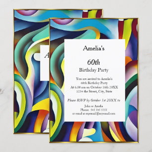 Abstract Birthday Partij rood blauw blauwgroen gou Kaart