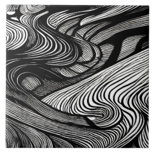 ABSTRACT BLACK AND WHITE TEGELTJE