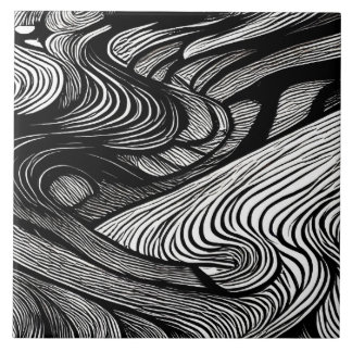 ABSTRACT BLACK AND WHITE TEGELTJE