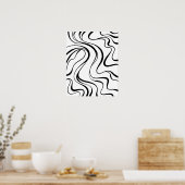 Abstract Black and White Wavy Lines Poster (Keuken)