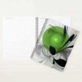 Abstract Black and White with Green Fractal Art Planner (Display)
