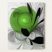 Abstract Black and White with Green Fractal Art Planner (Achterkant)