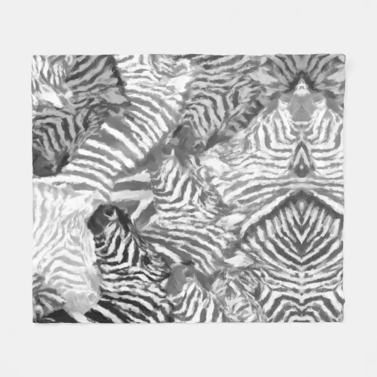 Abstract Black and White Zebra Art Fleece Deken (Voorkant (Horizontaal))