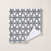Abstract Black Flower Mandala Pattern on White (Gant de toilette)