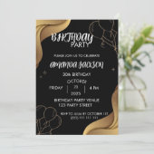 Abstract Black Gold 30th Birthday Invitation (Debout devant)
