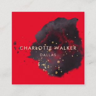 Abstract Black Gold Waterverf Splatter Vierkante Visitekaartje