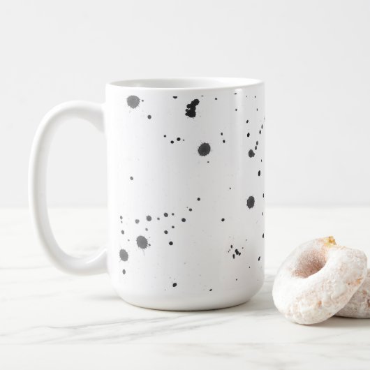 Abstract Black Paint Splash & Splatter Pattern Koffiemok (Met donut)