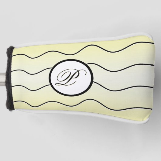Abstract Black White Surname Initial Faded Yellow Golfheadcover (Voorkant)
