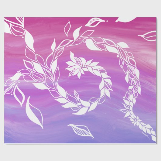 Abstract bladontwerp op roze achtergrond cadeaupapier (Vlak)