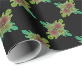 abstract bladpatroon op zwarte achtergrond cadeaupapier (Rol Hoek)