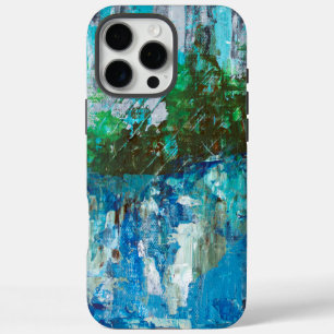 Abstract Blau en Groen Textuur Landschap iPhone 16 Pro Max Hoesje
