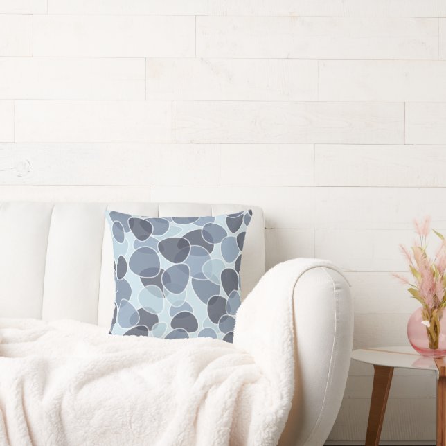 Abstract blauw bellenpatroon kussen (Bank)