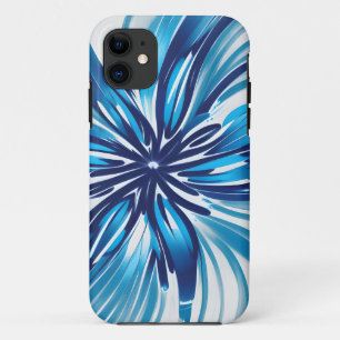 Abstract Blauw Bloem Art Deco iPhone 11 Hoesje