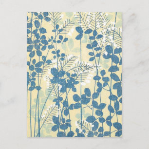 Abstract Blauw Bloemen Japans Design Briefkaart