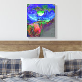 Abstract blauw bloemenblauw waterverf papaver canvas afdruk (Insitu (Slaapkamer))