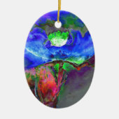 Abstract blauw bloemenblauw waterverf papaver keramisch ornament (Voorkant)