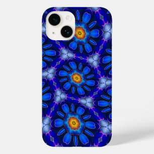 Abstract blauw bloemenpatroon Case-Mate iPhone 14 hoesje