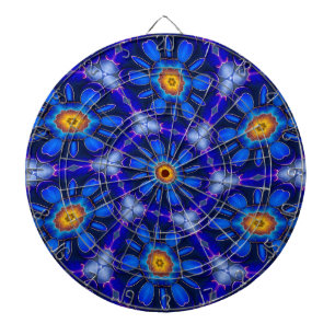 Abstract blauw bloemenpatroon dartbord