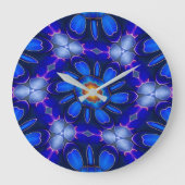 Abstract blauw bloemenpatroon grote klok (Voorkant)